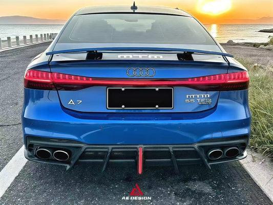 Audi S7 A7 (with S-bumper) C8 2019-ON with Aftermarket Parts - AE ART Rear Diffuser & Canards Dry Pre-preg Carbon Fiber from ArmorExtend