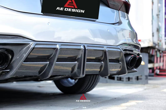 Audi S7 A7 (with S-bumper) C8 2019-ON with Aftermarket Parts - AE ART Rear Diffuser & Canards Dry Pre-preg Carbon Fiber from ArmorExtend