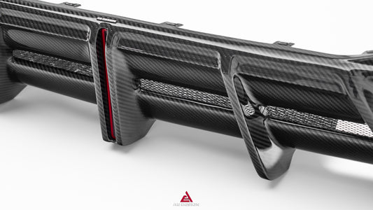 Audi S7 A7 (with S-bumper) C8 2019-ON with Aftermarket Parts - AE ART Rear Diffuser & Canards Dry Pre-preg Carbon Fiber from ArmorExtend