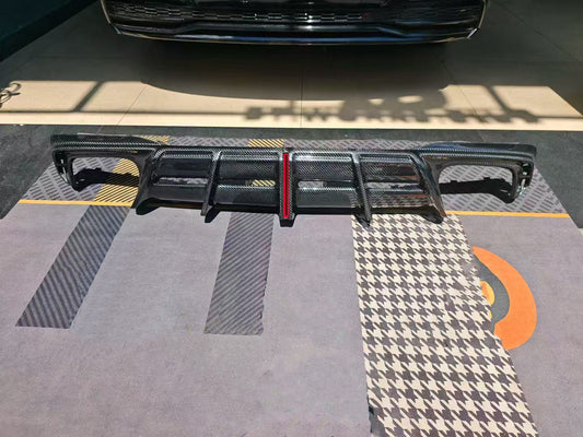 Audi S7 A7 (with S-bumper) C8 2019-ON with Aftermarket Parts - AE ART Rear Diffuser & Canards Dry Pre-preg Carbon Fiber from ArmorExtend