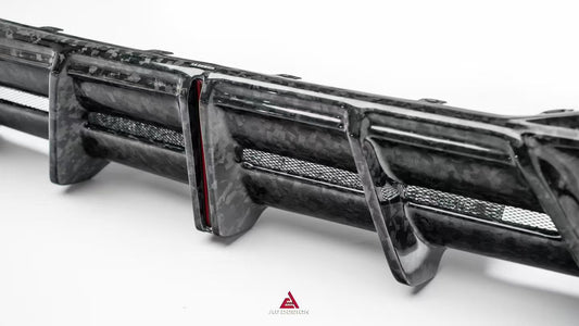 Audi S7 A7 (with S-bumper) C8 2019-ON with Aftermarket Parts - AE ART Rear Diffuser & Canards Dry Pre-preg Carbon Fiber from ArmorExtend