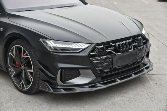 Audi S7 A7 (with S-bumper) C8 2019-ON with Aftermarket Parts - ART V2 Style Front Lip Dry Pre-preg Carbon Fiber from ArmorExtend