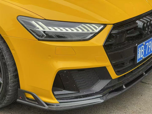 Audi S7 A7 (with s-line bumper) C8 2019 2020 2021 2022 2023 2024 with Aftermarket Parts - AE Style Front Lip Carbon Fiber from ArmorExtend