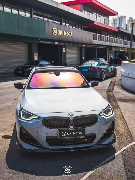 BMW 2 Series G42 230i (With M-Package Bumper) M240i 2022 2023 2024 with Aftermarket Parts - AE Style Front Lip Pre-preg Carbon Fiber from ArmorExtend