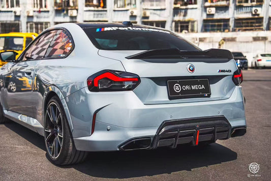 BMW 2 Series G42 230i (With M-Package Bumper) M240i 2022 2023 2024 with Aftermarket Parts - AE Style Rear Diffuser & Canards Carbon Fiber from ArmorExtend