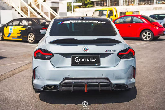 BMW 2 Series G42 230i (With M-Package Bumper) M240i 2022 2023 2024 with Aftermarket Parts - AE Style Rear Diffuser & Canards Carbon Fiber from ArmorExtend
