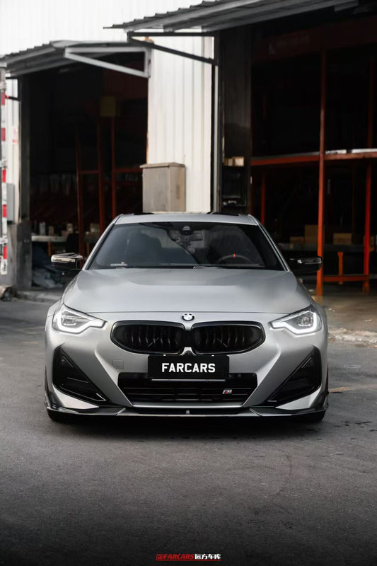 BMW 2 Series G42 230i (With M-Package Bumper) M240i 2022 2023 2024 with Aftermarket Parts - AE Style Front Lip Pre-preg Carbon Fiber from ArmorExtend