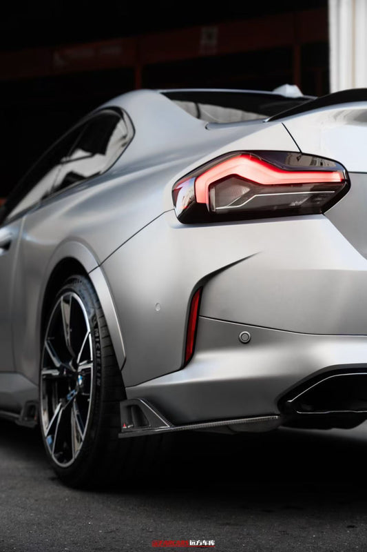BMW 2 Series G42 230i (With M-Package Bumper) M240i 2022 2023 2024 with Aftermarket Parts - AE Style Rear Diffuser & Canards Pre-preg Carbon Fiber from ArmorExtend