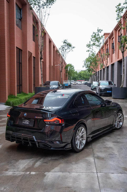 BMW 2 Series M240i 230i (With M-Package Bumper, does not fit base model) G42 2022-ON with Aftermarket Parts - AE Style Rear Diffuser & Canards ABS from ArmorExtend