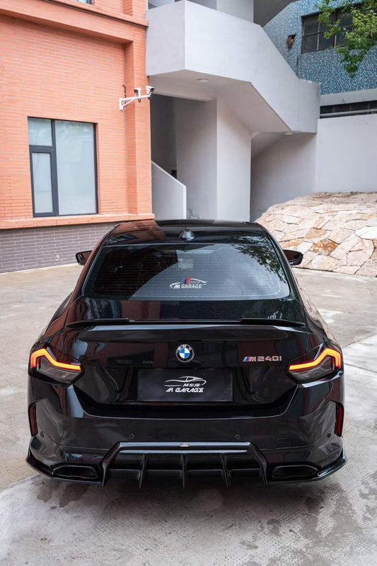BMW 2 Series M240i 230i (With M-Package Bumper, does not fit base model) G42 2022-ON with Aftermarket Parts - AE Style Rear Diffuser & Canards ABS from ArmorExtend