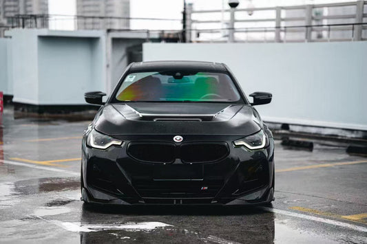 BMW M2 / C G87 2023 2024 & 2 Series 230i M240i G42 2022 2023 2024 with Aftermarket Parts - AE Style Hood Bonnet Double-sided Carbon Fiber from ArmorExtend