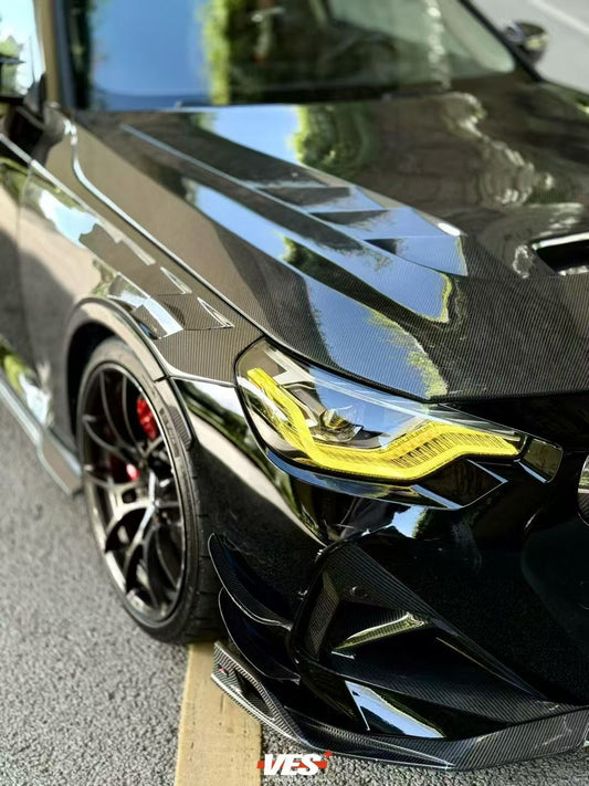 BMW M2 / C G87 2023 2024 & 2 Series 230i M240i G42 2022 2023 2024 with Aftermarket Parts - AE Style Hood Bonnet Double-sided Carbon Fiber from ArmorExtend