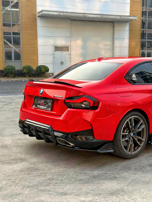 BMW 2 Series M240i 230i (With M-Package Bumper, does not fit base model) G42 2022-ON with Aftermarket Parts - AE Style Rear Diffuser & Canards ABS from ArmorExtend