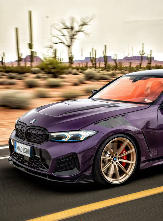 BMW 3 Series 330i (With M-Package Bumper, does not fit base model) M340i LCI G20 G21 2023 2024 with Aftermarket Parts - Plustic Style Front Lip ABS from ArmorExtend