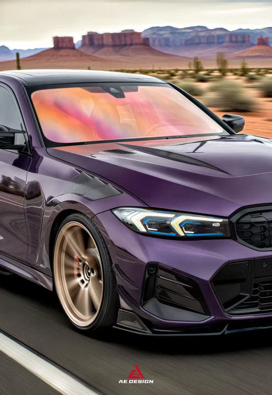 BMW 3 Series 330i (With M-Package Bumper, does not fit base model) M340i LCI G20 G21 2023 2024 with Aftermarket Parts - Plustic Style Front Lip ABS from ArmorExtend