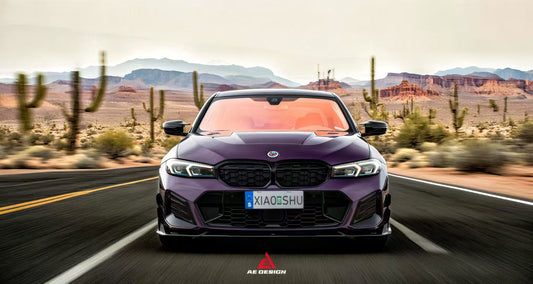 BMW 3 Series 330i (With M-Package Bumper, does not fit base model) M340i LCI G20 G21 2023 2024 with Aftermarket Parts - Plustic Style Front Lip ABS from ArmorExtend