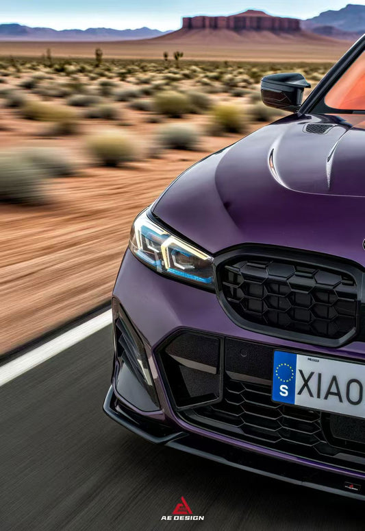 BMW 3 Series 330i (With M-Package Bumper, does not fit base model) M340i LCI G20 G21 2023 2024 with Aftermarket Parts - Plustic Style Front Lip ABS from ArmorExtend