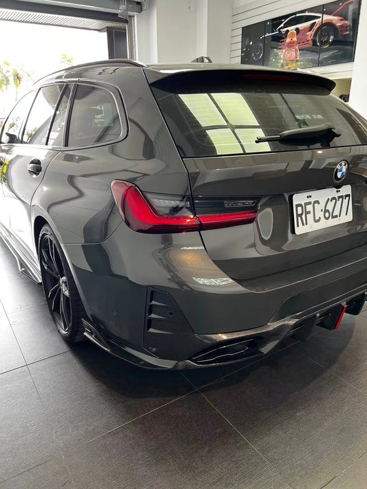 BMW 3 Series 330i (With M-Package Bumper, does not fit base model) M340i LCI G20 G21 2023 2024 2025 with Aftermarket Parts - AE V2 Style Rear Diffuser & Canards Carbon Fiber from ArmorExtend