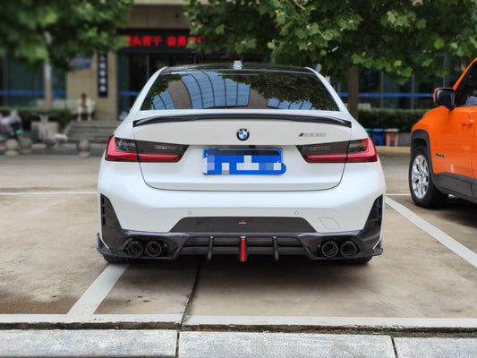 BMW 3 Series 330i (With M-Package Bumper, does not fit base model) M340i LCI G20 G21 2023 2024 2025 with Aftermarket Parts - AE V2 Style Rear Diffuser & Canards Carbon Fiber from ArmorExtend