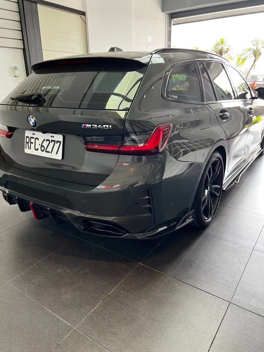 BMW 3 Series 330i (With M-Package Bumper, does not fit base model) M340i LCI G20 G21 2023 2024 2025 with Aftermarket Parts - AE V2 Style Rear Diffuser & Canards Carbon Fiber from ArmorExtend
