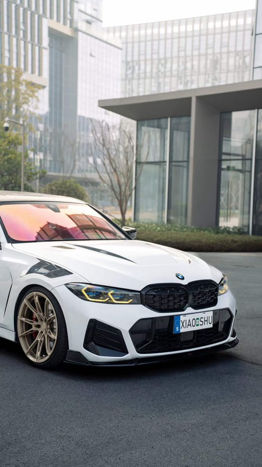 BMW 3 Series 330i (With M-Package Bumper, does not fit base model) M340i LCI G20 G21 2023 2024 with Aftermarket Parts - Plustic Style Front Lip ABS from?ArmorExtend