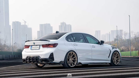 BMW 3 Series M340i 330i (With M-Package Bumper, does not fit base model) LCI G20 G21 2023-ON with Aftermarket Parts - AE V3 Style Rear Diffuser & Canards ABS from ArmorExtend