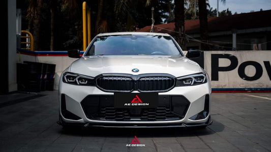 BMW 3 Series 330i (With M-Package Bumper, does not fit base model) M340i LCI G20 G21 2023 2024 with Aftermarket Parts - Plustic Style Front Lip ABS from ArmorExtend