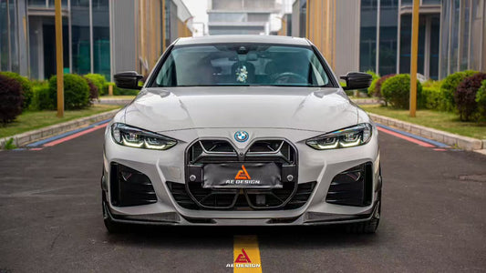 BMW I4 M50 / e Drive 40 (with M-package bumper, does not fit base model) I4 M50 / e Drive 40 & 4 Series Gran Coupe M440i 430i (with M-package bumper, does not fit base model) G26 2022 2023 2024 with Aftermarket Parts - AE Style Front Lip Carbon Fiber / ABS from ArmorExtend