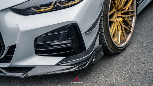BMW 4 Series M440 430 (With M-Package Bumper, does not fit base model) G22 G23 2020-ON with Aftermarket Parts - ART Fiber Front Canards Dry Pre-preg Carbon Fiber from ArmorExtend
