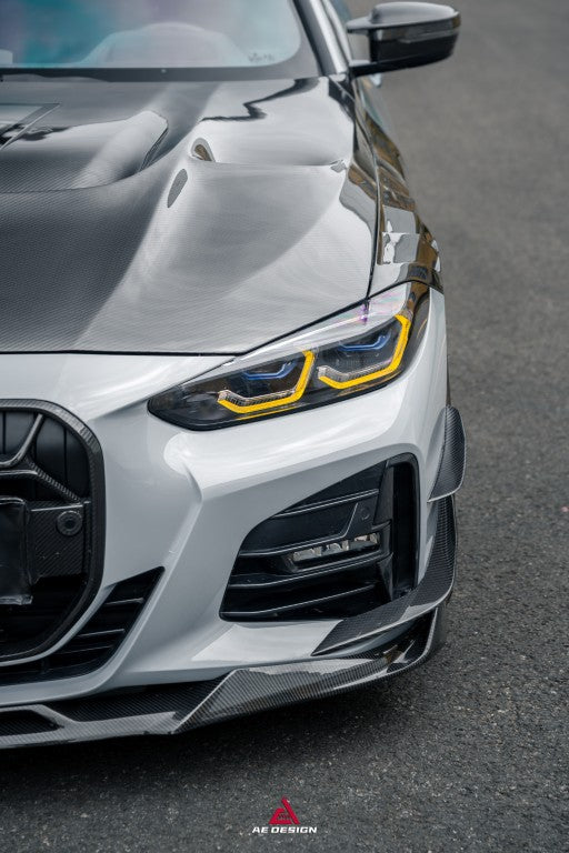 BMW 4 Series M440 430 (With M-Package Bumper, does not fit base model) G22 G23 2020-ON with Aftermarket Parts - ART Fiber Front Canards Dry Pre-preg Carbon Fiber from ArmorExtend