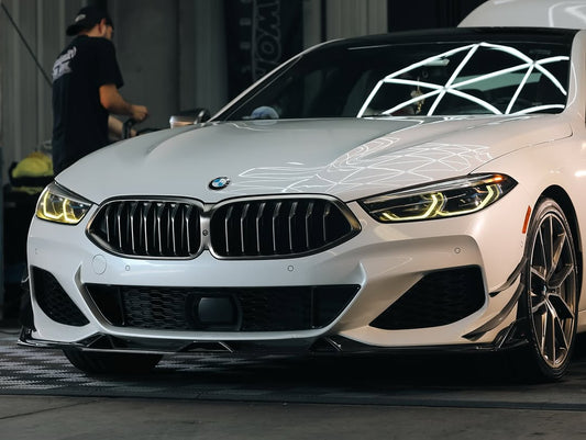 BMW 8 Series M850i 840i (With M-Package Bumper) G14 G15 G16 2018 2019 2020 2021 2022 2023 2024 with Aftermarket Parts - AE Style Front Canards Carbon Fiber from ArmorExtend