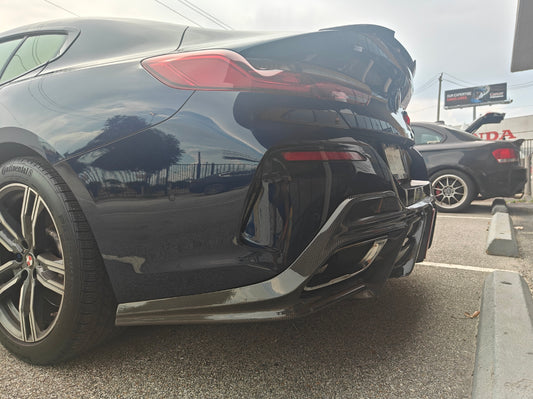 BMW 8 Series M850i 840i (With M-Package Bumper) G14 G15 G16 2018 2019 2020 2021 2022 2023 2024 with Aftermarket Parts - AE Rear Diffuser & Canards Carbon Fiber from ArmorExtend