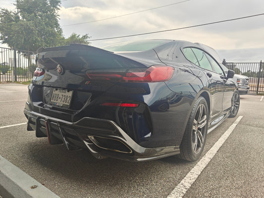 BMW 8 Series M850i 840i (With M-Package Bumper) G14 G15 G16 2018 2019 2020 2021 2022 2023 2024 with Aftermarket Parts - AE Rear Diffuser & Canards Carbon Fiber from ArmorExtend