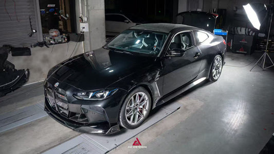 BMW M3 G80 G81 2021 2022 2023 2024 & M4 G82 G83 2021 2022 2023 2024 with Aftermarket Parts - AE V1 Style Front Lip Carbon Fiber from ArmorExtend