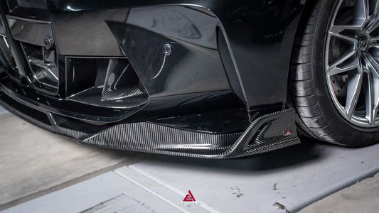 BMW M3 G80 G81 2021 2022 2023 2024 & M4 G82 G83 2021 2022 2023 2024 with Aftermarket Parts - AE V1 Style Front Lip Carbon Fiber from ArmorExtend