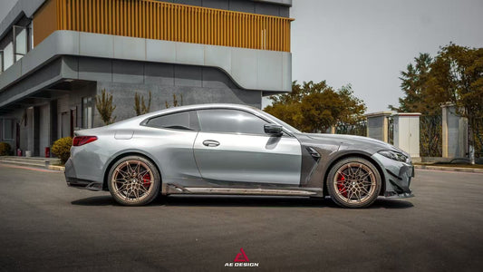 BMW M3 G80 G81 2021 2022 2023 2024 & M4 G82 G83 2021 2022 2023 2024 with Aftermarket Parts - AE Style Front Fenders Carbon Fiber from ArmorExtend