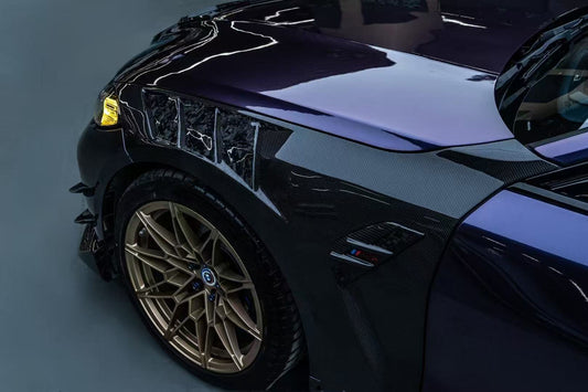 BMW M3 G80 G81 2021 2022 2023 2024 & M4 G82 G83 2021 2022 2023 2024 with Aftermarket Parts - AE Style Front Fenders Carbon Fiber from ArmorExtend