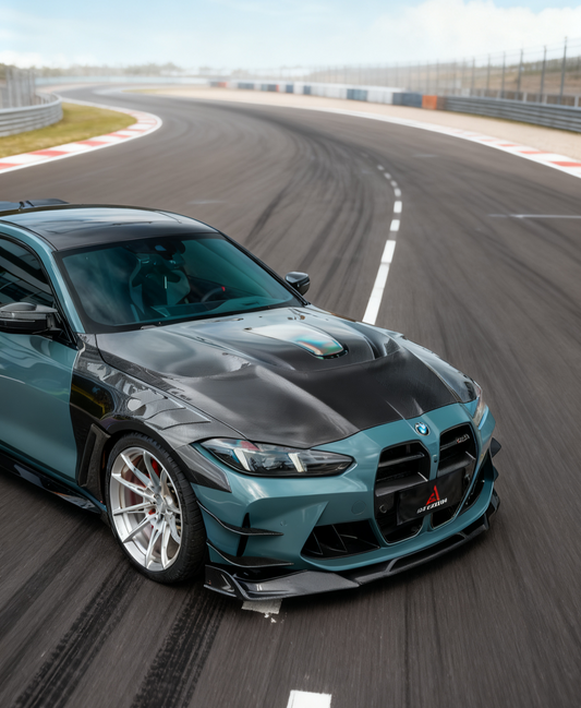 BMW M3CS M3C M3 G80 G81 2021-ON & M4CSL M4CS M4C M4 G82 G83 2021-ON with Aftermarket Parts - ART Vented Transparent Glass V2 Style Hood Bonnet Dry Pre-preg Carbon Fiber from ArmorExtend