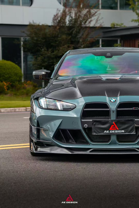 BMW M3CS M3C M3 G80 G81 2021-ON & M4CSL M4CS M4C M4 G82 G83 2021-ON with Aftermarket Parts - ART Vented Transparent Glass V2 Style Hood Bonnet Dry Pre-preg Carbon Fiber from ArmorExtend