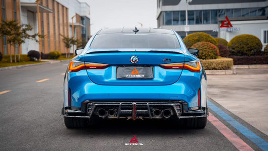 BMW M3 G80 G81 2021-ON & M4 G82 G83 2021-ON with Aftermarket Parts - V3 Rear Diffuser & Rear Canards Carbon Fiber from?ArmorExtend