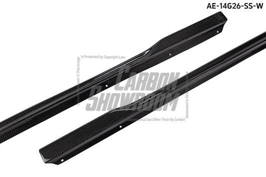 BMW I4 M50 / e Drive 40 & 4 Series Gran Coupe M440i 430i G26 2022 2023 2024 with Aftermarket Parts - AE Style Side Skirts Carbon Fiber from ArmorExtend