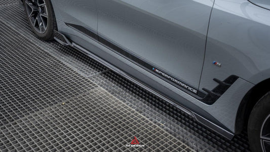 BMW I4 M50 / e Drive 40 & 4 Series Gran Coupe M440i 430i G26 2022 2023 2024 with Aftermarket Parts - AE Style Side Skirts Carbon Fiber from ArmorExtend