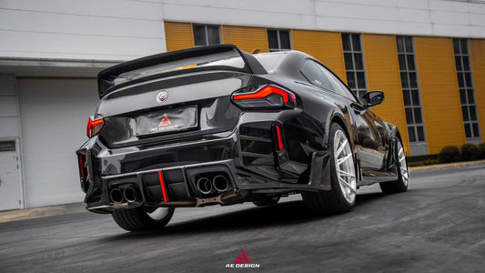 BMW M2 M2C G87 2023 2024 with Aftermarket Parts - ART & ART Street Version & AE Track Version Style Rear Diffuser & Canards Pre-preg Carbon Fiber from ArmorExtend