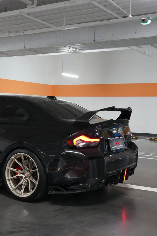 BMW M2 M2C G87 2023 2024 with Aftermarket Parts - ART & ART Street Version & AE Track Version Style Rear Diffuser & Canards Carbon Fiber from ArmorExtend