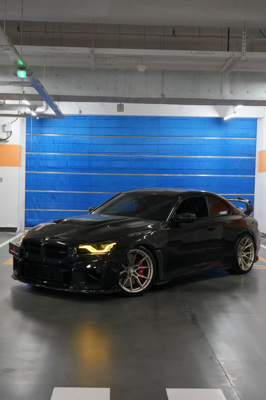 BMW M2 & M2C G87 2023 2024 with Aftermarket Parts - AE V2 Style Front Fenders Pre-preg Carbon Fiber from ArmorExtend