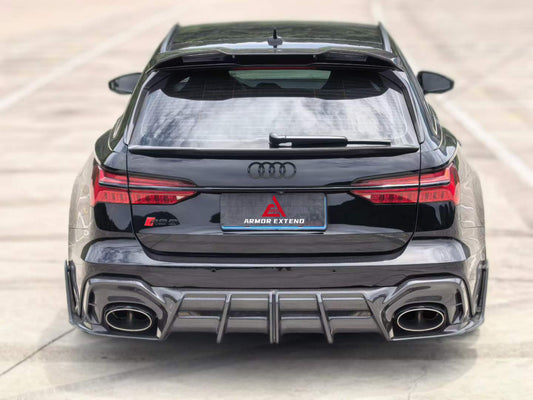 Audi RS6 C8 2020 2021 2022 2023 2024 & RS7 C8 2020 2021 2022 2023 2024 with Aftermarket Parts - AE Rear Diffuser & Canards Carbon Fiber?from ArmorExtend
