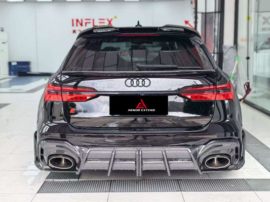 Audi RS6 C8 2020 2021 2022 2023 2024 & RS7 C8 2020 2021 2022 2023 2024 with Aftermarket Parts - AE Rear Diffuser & Canards Carbon Fiber?from ArmorExtend