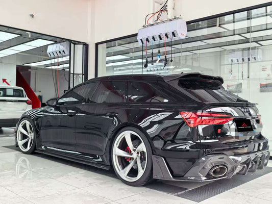 Audi RS6 C8 2020 2021 2022 2023 2024 & RS7 C8 2020 2021 2022 2023 2024 with Aftermarket Parts - AE Rear Diffuser & Canards Carbon Fiber?from ArmorExtend
