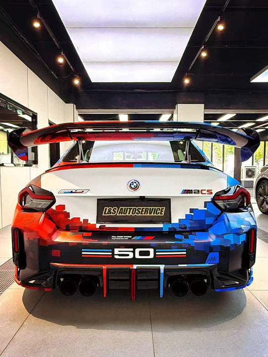 BMW M2 M2C G87 2023 2024 with Aftermarket Parts - ART & ART Street Version & AE Track Version Style Rear Diffuser & Canards Pre-preg Carbon Fiber from ArmorExtend