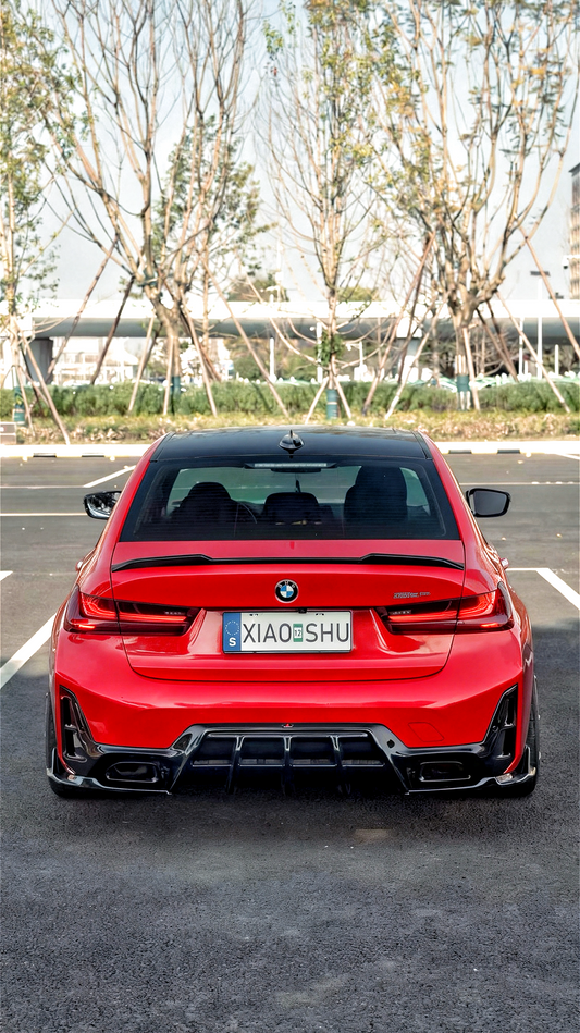 BMW 3 Series M340i 330i (With M-Package Bumper, does not fit base model) LCI G20 G21 2023-ON with Aftermarket Parts - AE V3 Style Rear Diffuser & Canards ABS from ArmorExtend
